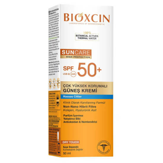 Bioxcin Suncare SPF 50 güneş kremi 50 ml, hassas ciltler için mineral filtreli, beyazlık bırakmayan hafif günlük bakım- 1