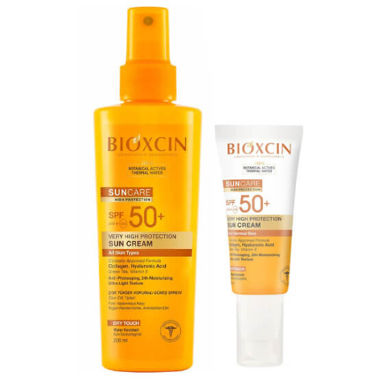  Bioxcin Suncare Kuru ve Normal Ciltler İçin Güneş Kremi SPF50 50 ml ve Sprey 200 ml Kofre - 1