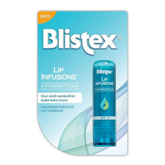 Blistex Lip Infusions Hydration 3,7 g dudak balmı hyaluronik kürecikler E ve F vitamini SPF 15 24 saat nem- 1
