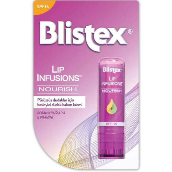 Blistex Lip Infusions Nourish SPF 15 3.7 gr dudak bakım stick, aloe vera E vitamini balmumu içerikli nemlendirici- 1