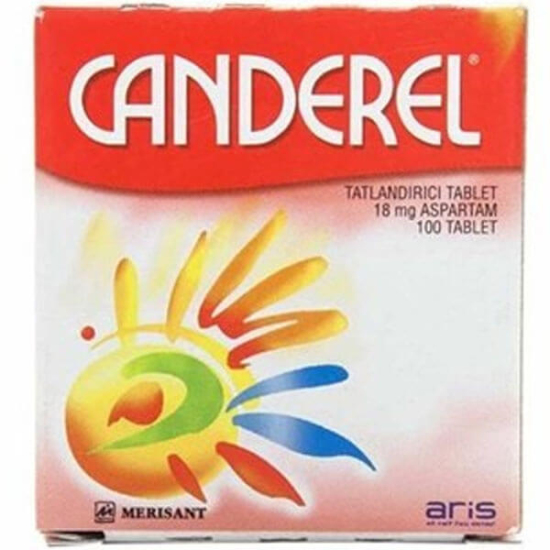 Canderel tatlandırıcı 100 tablet kutu, her tablette 18 mg aspartam içerir, çay kaşığı yerine 1 tablet kullanım- 1