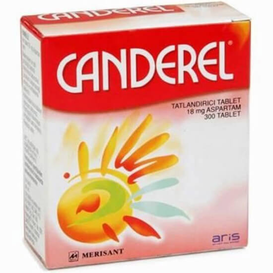 Canderel tatlandırıcı 300 tablet, 1 tablette 18 mg aspartam içeren pratik tablet form, çay kaşığı yerine 1 tablet- 1