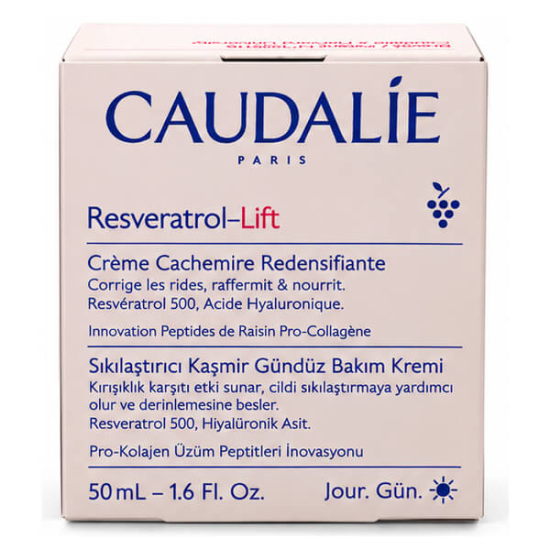 Caudalie Resveratrol Lift Soft Cashmere Cream 50 ml yüz kremi, hiyalüronik asit ve resveratrol ile sıkılaştırıcı