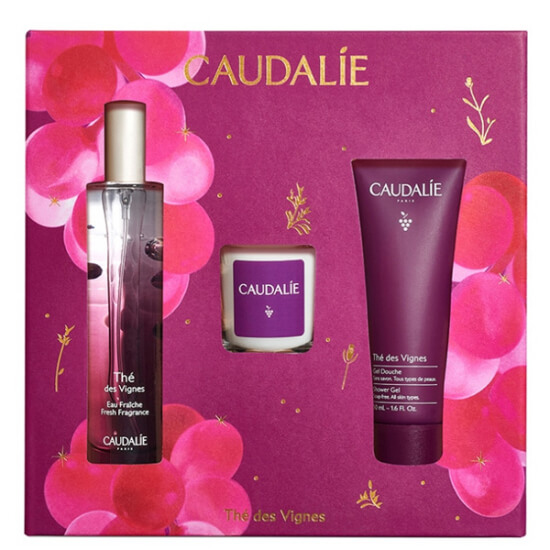 Caudalie The des Vignes hediye seti parfüm 50 ml duş jeli 50 ml ve mum 35 g zencefil yasemin aromalı- 1