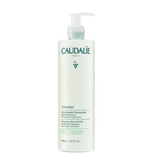 Caudalie Vinoclean badem yağlı yüz temizleme sütü 400 ml pompalı şişe makyaj ve kiri nazikçe arındıran süt formül- 1