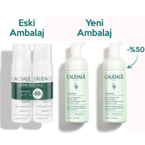 Caudalie Vinoclean Instant Foaming Cleanser Köpük Temizleyici 2x150 ML - 2