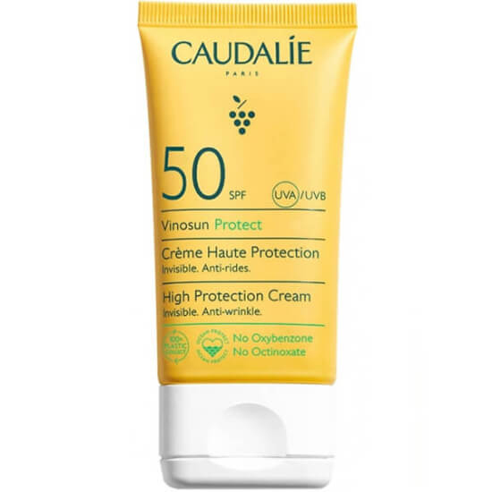 Caudalie Vinosun Protect SPF 50+ güneş kremi 50 ml tüp, polifenol ve E vitamini içeren hafif krem UVA UVB koruma- 1