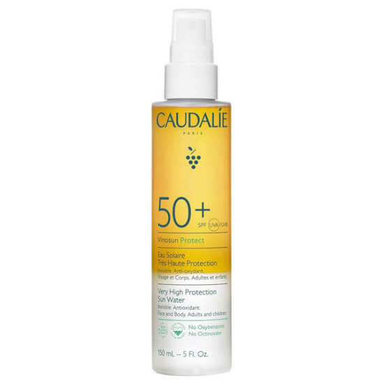 Caudalie Vinosun Protect SPF 50 güneş suyu 150 ml çift fazlı sprey, yüz vücut saç, ladin özü polifenol E vitamini- 1