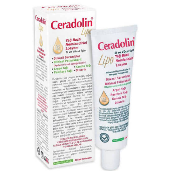 Ceradolin Lipo yağ bazlı nemlendirici losyon 50 ml seramid E vitamini argan yağı gliserin içeren kuru cilt bakımı- 1