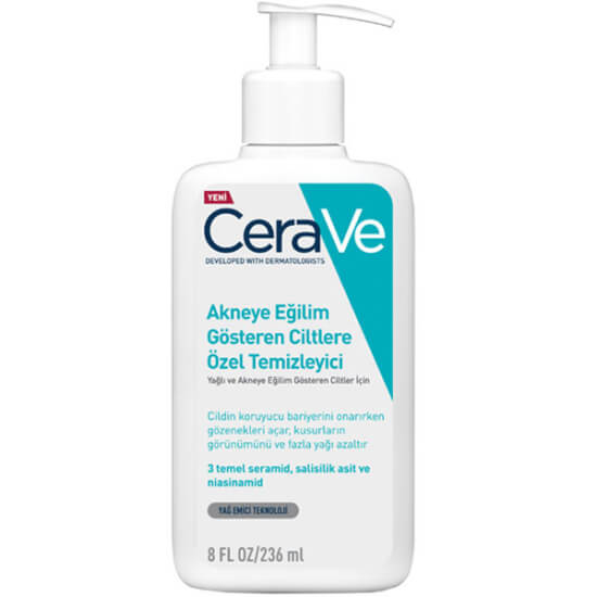 CeraVe Acne Control Cleanser 236 ml yüz temizleme jeli salisilik asit niasinamid 3 seramid parfümsüz akneli yağlı cilt- 1