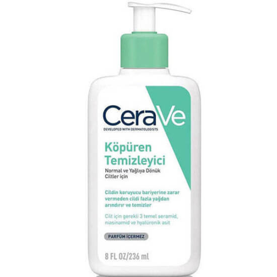 CeraVe Foaming Cleanser 236 ml köpüren jel temizleyici normal yağlı ciltler için niasinamid hyalüronik asit 3 seramid- 1
