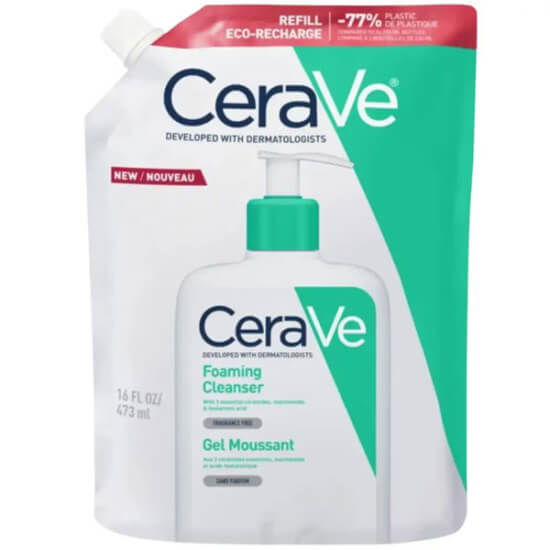 CeraVe Foaming Cleanser Refill 473 ml nazik köpüren yüz temizleyici, ceramid ve niasinamid içeren yedek ambalaj- 1