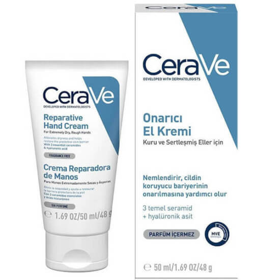 CeraVe Reparative nemlendirici el kremi 50 ml seramid hyalüronik asit niasinamid içeren kuru eller için bakım- 1