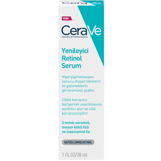 CeraVe Resurfacing Retinol Serum 30 ml kapsüllenmiş retinol, niasinamid, 3 seramid ve meyan kökü içeren yenileyici serum- 1