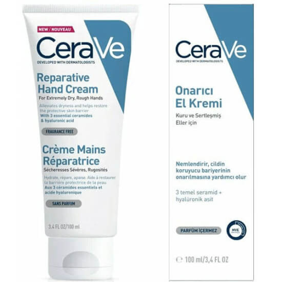 CeraVe Reparative Hand Cream 100 ml yağsız el kremi seramid hyaluronik asit niacinamide içerir kuru ellere hızlı emilir- 1