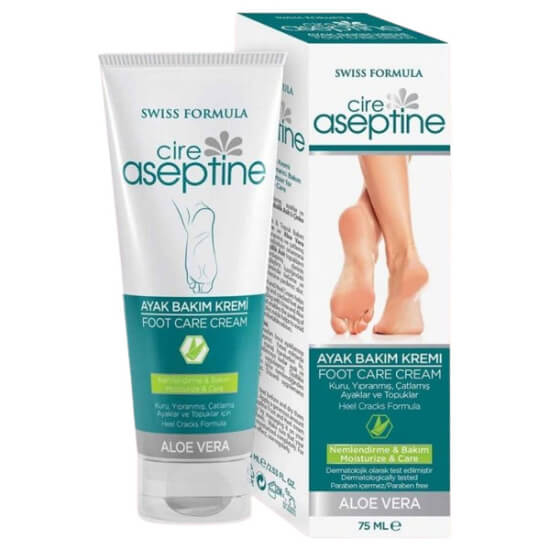 Cire Aseptine Ayak Bakım Kremi 75 ml aloe vera özlü çatlamış topuklar için ayak nemlendirici krem tüp ambalaj- 1