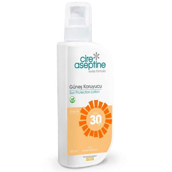 Cire Aseptine güneş koruyucu losyon SPF30 200 ml yüksek koruma faktörü suya dayanıklı formül şişe ambalaj- 1