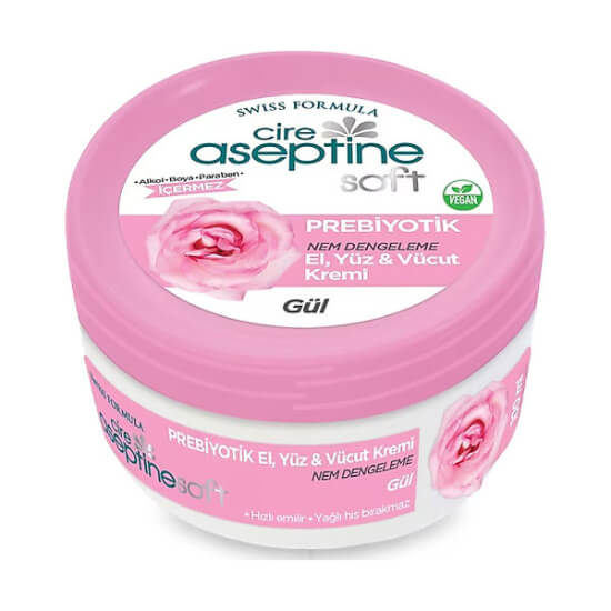 Cire Aseptine Soft gül özlü prebiyotik krem 300 ml nem destekli el yüz ve vücut nemlendirici bakım kremi- 1