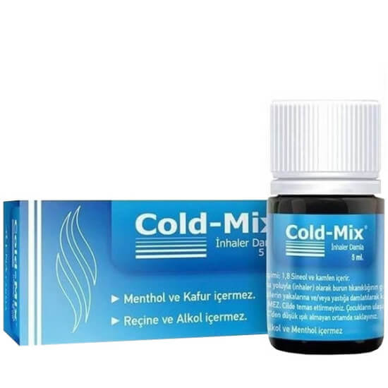 Cold Mix İnhaler Damla 5 ml bitkisel inhaler damla şişesi okaliptus %0,5 ladin %1,20 içeriği- 1