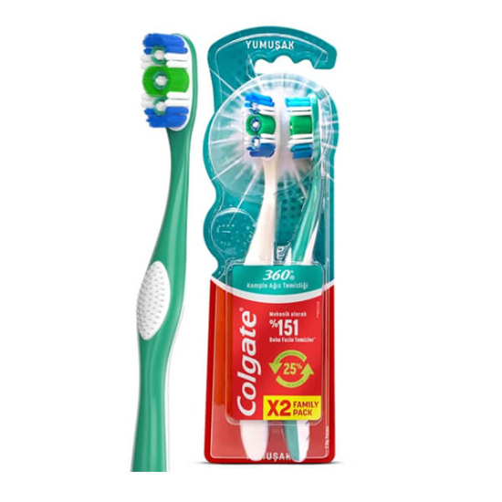  Colgate 360 Klasik Diş Fırçası Yumuşak 2 li - 1