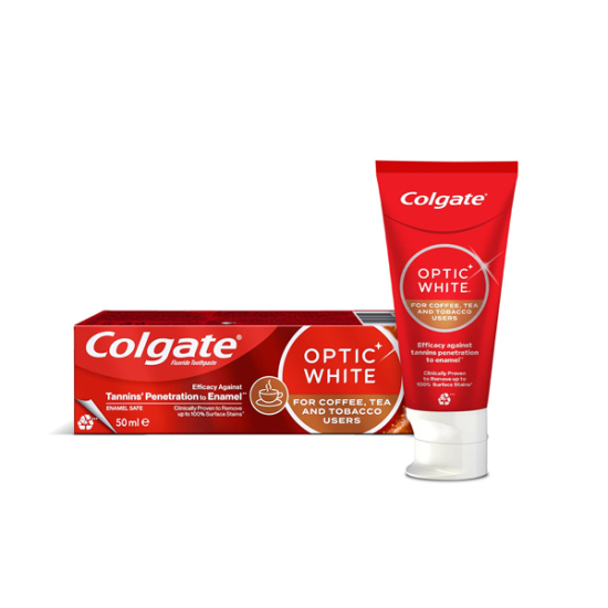 Colgate Optic White Kahve Çay ve Tütün Kullanıcıları İçin Beyazlatıcı Diş Macunu 50 ml - 1