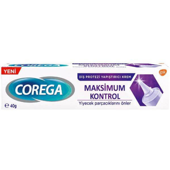 Corega Maksimum Kontrol diş protez yapıştırıcı krem 40 gr güçlü tutuş, yiyecek kaçmasını önlemeye yardımcı- 1