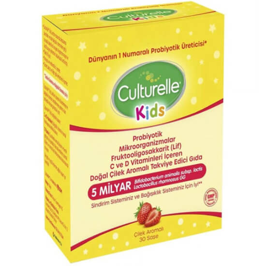 Culturelle Kids Probiotic 30 saşe çocuk probiyotik, 5 milyar KOB, 500 mg lif, C vitamini 12 mg, D vitamini 5 µg- 1