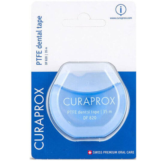 Curaprox DF 820 teflon kaplı diş ipi 35 m sıkı diş aralarına kolay giriş sağlayan kopmaya dayanıklı güçlü diş ipi- 1