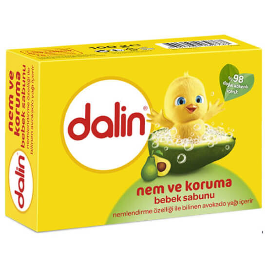 Dalin Bebek Sabunu Nem ve Koruma 100 gr %98 doğal kökenli avokado yağı içeren katı bebek sabunu saç ve vücut- 1