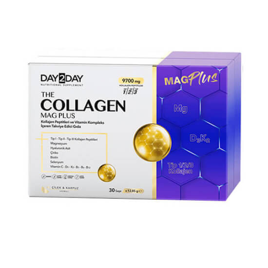 Day2Day Collagen Mag Plus çilek karpuz aromalı 30 saşe; 9660 mg kolajen, 200 mg magnezyum, 300 mg C vitamini- 1