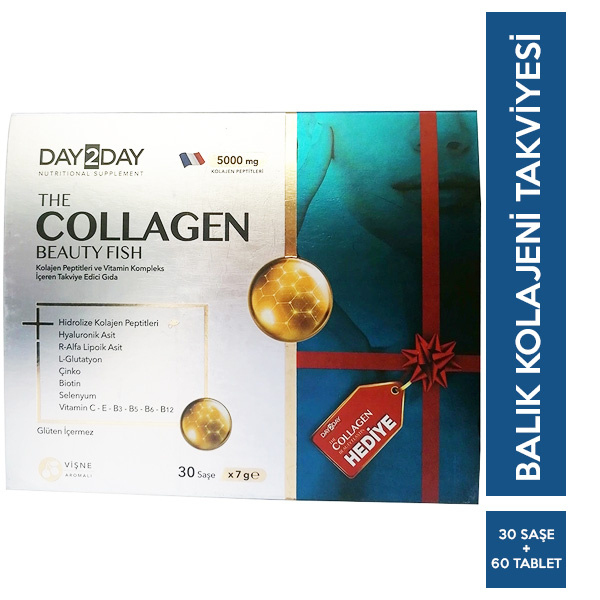 Day2Day The Collagen Beauty Fish Kollajen 30 Saşe + The Collagen Beauty Elastin 500 mg 60 Tablet HEDİYE