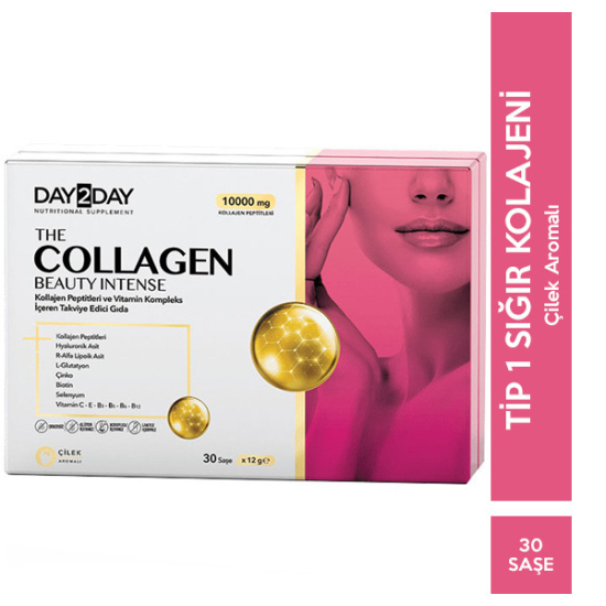Day2day The Collagen Beauty Intense Çilek Aromalı 30 Saşe Kolajen Takviyesi - 1