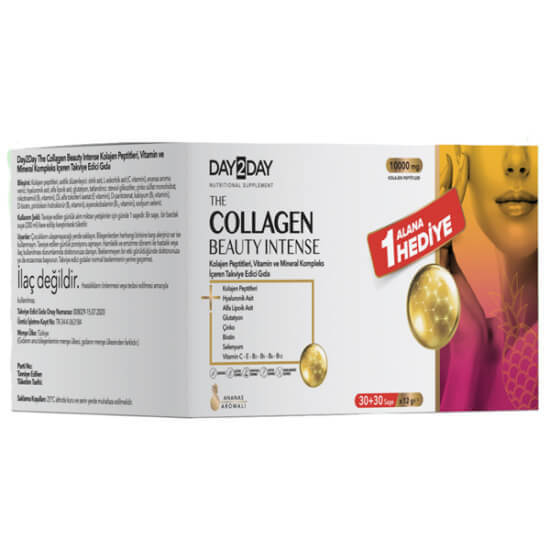 Day2Day The Collagen Beauty Intense ananas aromalı 30 saşe 10000 mg kolajen 250 mg C vitamini 100 mg hyaluronik asit- 1