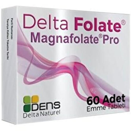 Delta Folate Magnafolate Pro 60 emme tableti kutusu folat 400 mcg %200 BRD gıda takviyesi 60 tablet Delta Naturel- 1