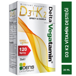 Delta Naturel - Delta Vegatamin D3K2 120 Sprey Damla 20 ML D3 K2 Vitamini Delta Naturel - Delta Vegatamin D3K2 120 Sprey Damla 20 ML D3 K2 Vitamini