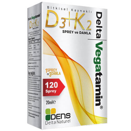 Delta Vegatamin D3K2 120 sprey damla 20 ml, her spreyle 25 mcg D3 ve 25 mcg K2 Menakinon-7, koruyucusuz- 1