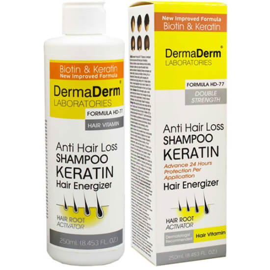 Dermaderm Formula HD-77 saç dökülmesine karşı şampuan 250 ml %100 doğal keratin proteini peptit ve defne özü- 1