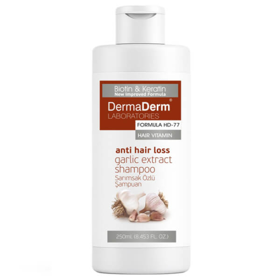 Dermaderm Sarımsak Özlü Şampuan 250 ml dökülme karşıtı beta karoten çinko demir destekli sarımsak kokusuz- 1