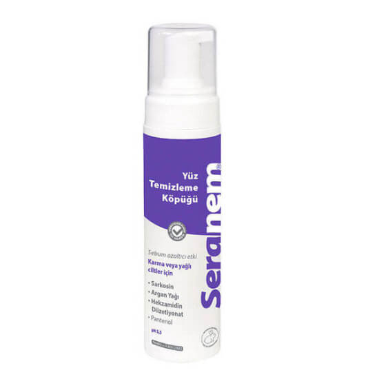 Seranem Yüz Temizleme Köpüğü 200 ml karma ve yağlı ciltler için sarkosin argan çekirdeği özü pantenol içeren temizleyici- 1
