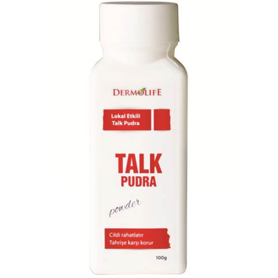 Dermolife Talk Pudra 100 gr talk ve parfüm içerikli pudra, ciltte pürüzsüz his, nem emilimi ve terleme kontrolü sağlar- 1