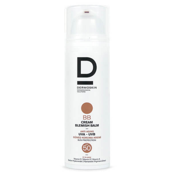 Dermoskin 5'i 1 Arada BB Krem 50 ml SPF 50, Vitamin C ve Hyaluronic Acid içeren, makyaj bazı etkili güneş koruyucu- 1