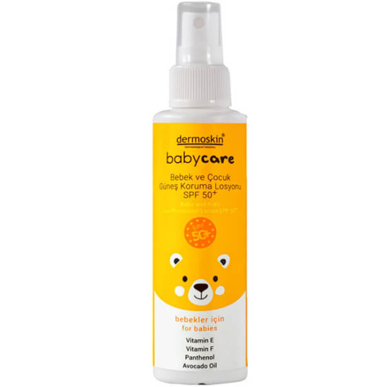 Dermoskin Babycare güneş koruma losyonu SPF 50 100 ml suya dayanıklı UVA UVB filtreli bebek ve çocuk cildi için- 1