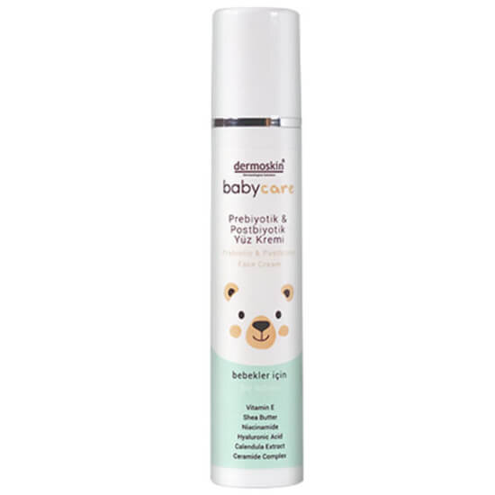 Dermoskin Babycare prebiyotik postbiyotik yüz kremi 50 ml bebekler için hassas cilt nemlendirici hyalüronik asit E vitamini- 1
