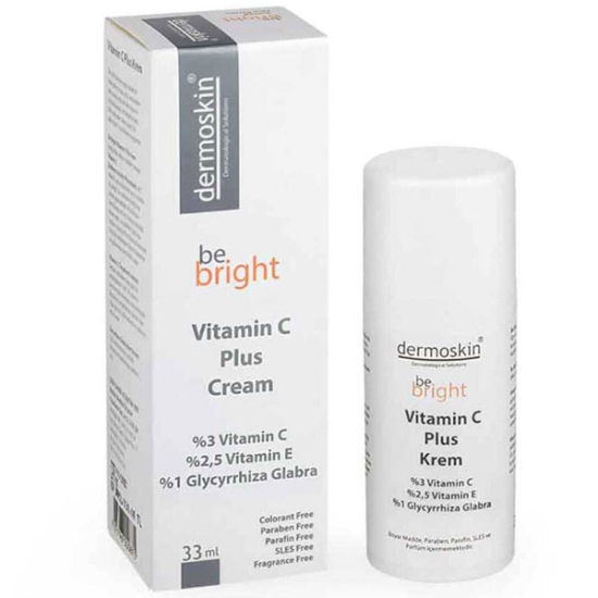 Dermoskin Be Bright Vitamin C Plus Krem 33 ml %3 C vitamini Sodium Ascorbyl Phosphate %2,5 E vitamini leke bakım kremi- 1