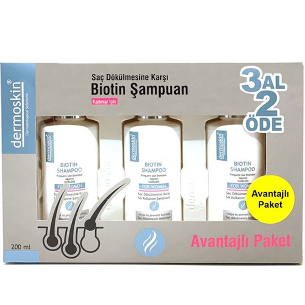 Dermoskin Biotin Shampoo For Women 200 ML 3 Al 2 Öde Kadınlara Özel Dökülme Önleyici Şampuan