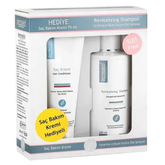  Dermoskin Şampuan Yağlı Saçlara Özel 200 ml + Saç Bakım Kremi 75 ml Hediye - 1
