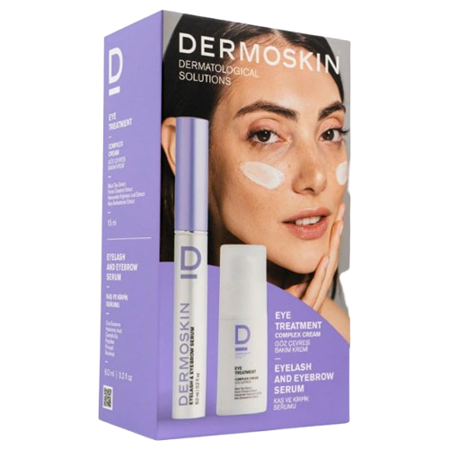  Dermoskin Set Göz Çevresi Bakım Kremi 15 ml Kaş Kirpik Serumu 6 ml - 1