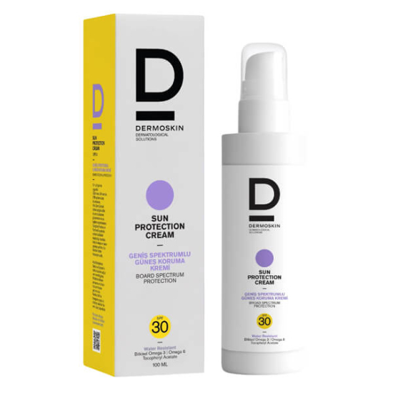 Dermoskin Sun Protection Cream SPF 30 100 ml güneş kremi kuru normal ciltler için Omega 3 6 Vitamin E B5 içerir- 1