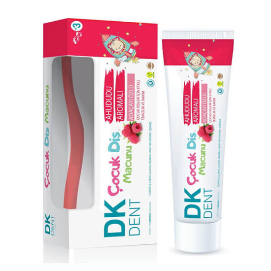  DK Dent 7 Ahududu Çocuk Diş Macunu 50 ml Diş Fırçası Hediyeli - 1