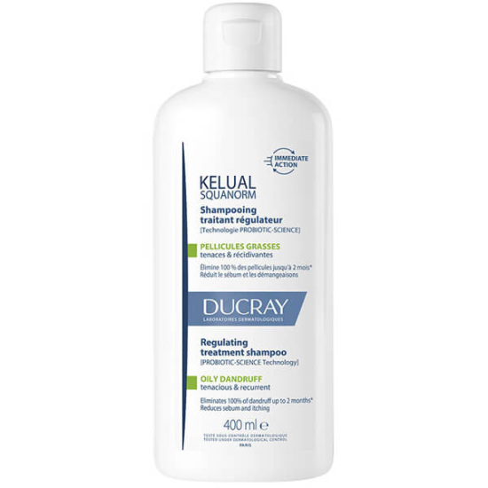 Ducray Kelual Squanorm yağlı saçlar için kepek karşıtı şampuan 400 ml parlaklık esneklik ve yumuşaklık etkili- 1